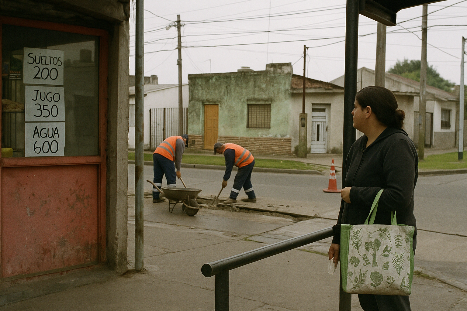 Trabajadores hacen fila frente a una oficina pública en Buenos Aires.
