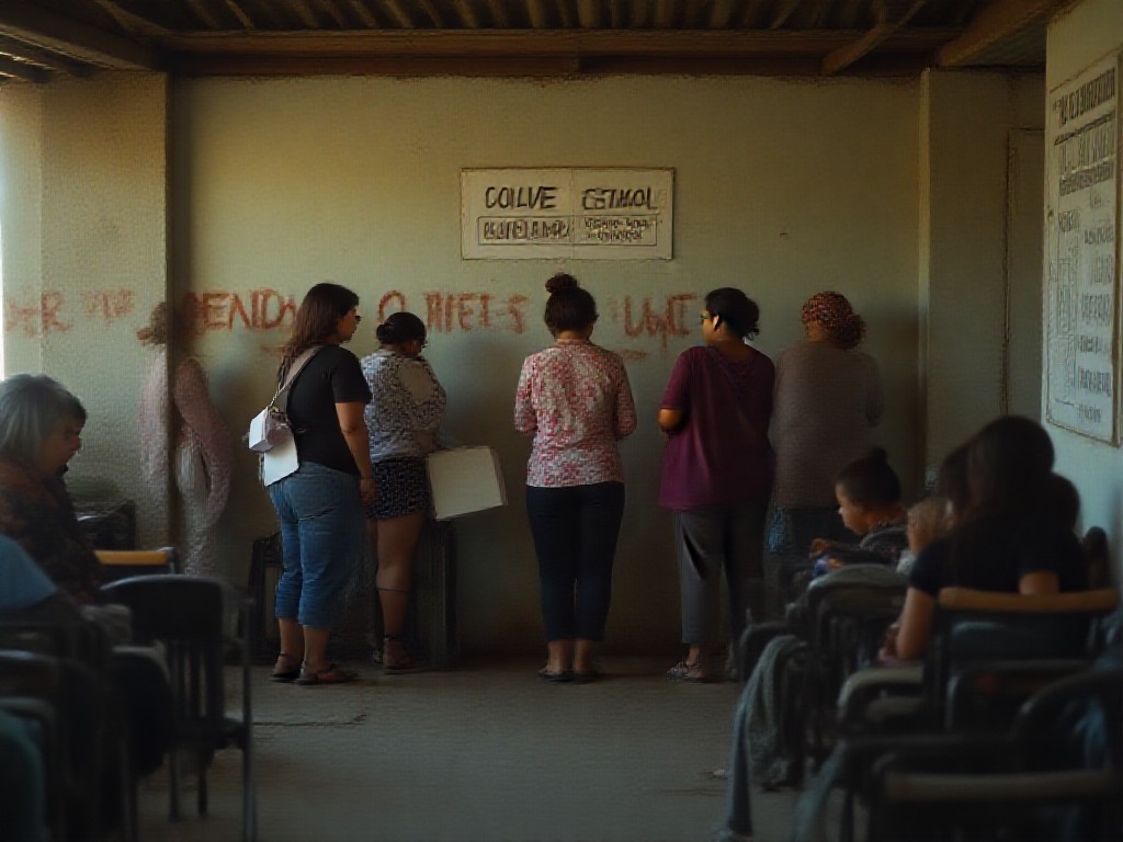 Mujeres y persona trans esperando turno en un centro de salud público porteño.